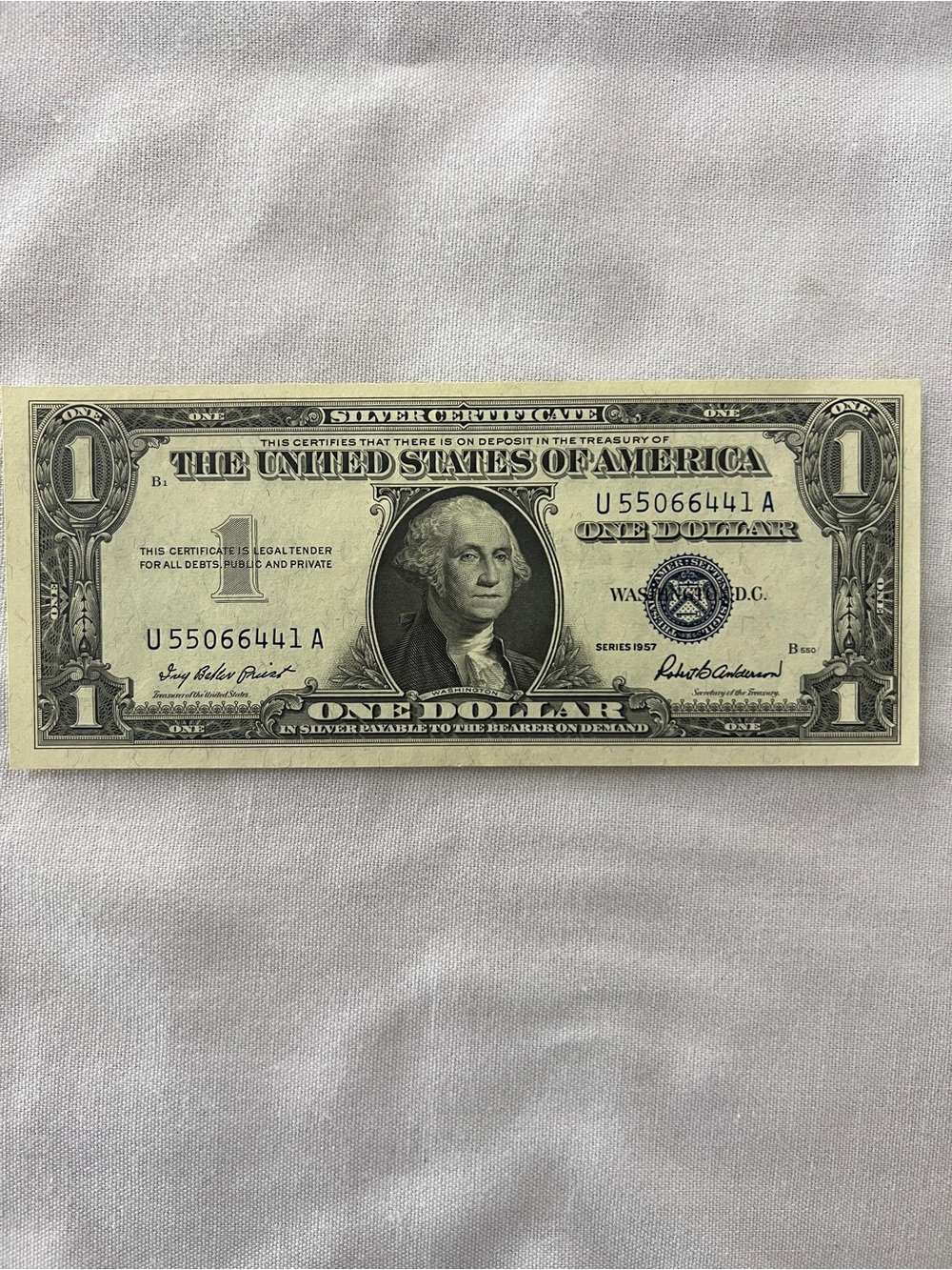 1957 $1 One Dollar Silver Certificate Bill - Uncirculated Special Serial Number